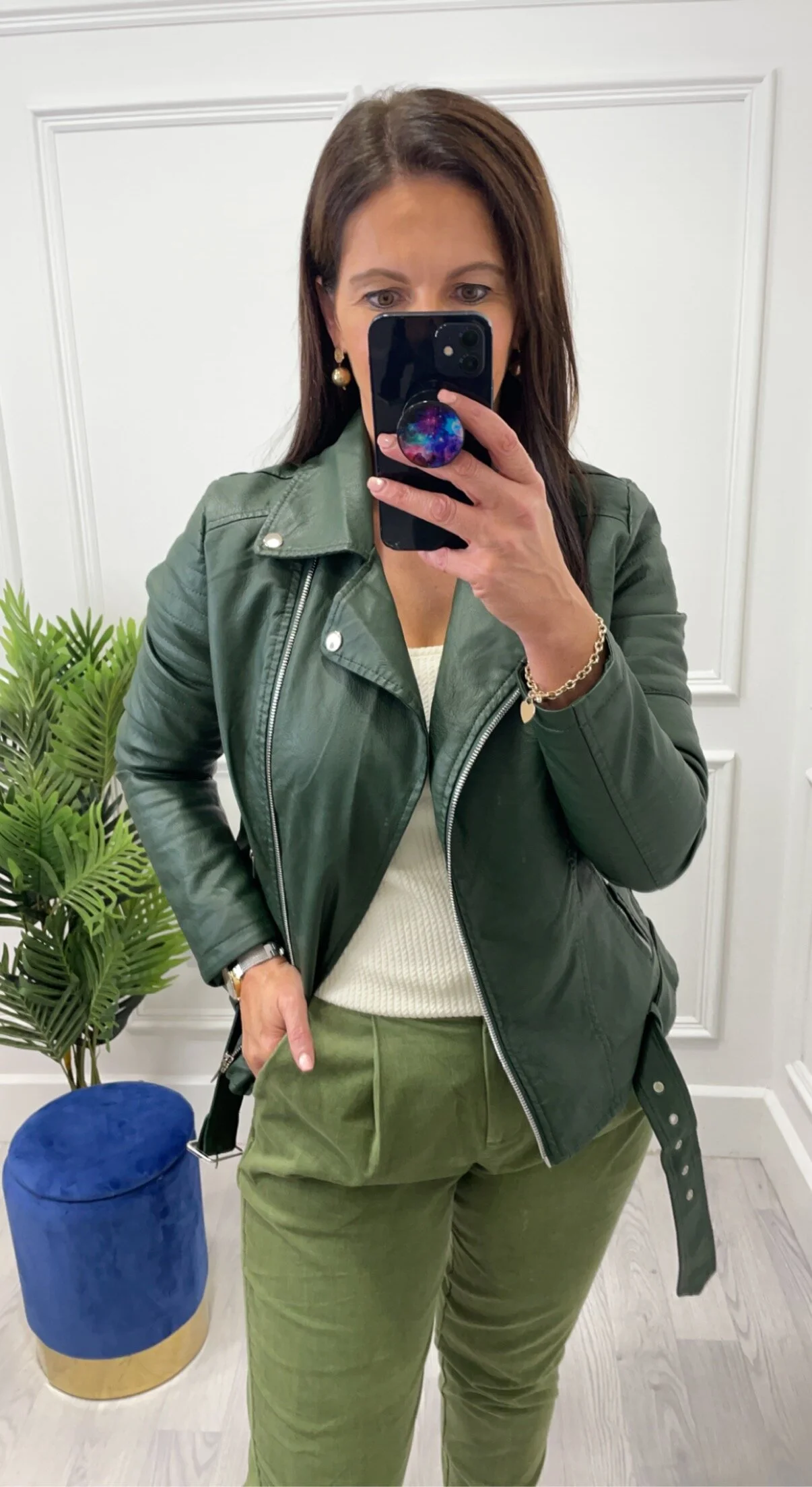 forest green leather jacket
