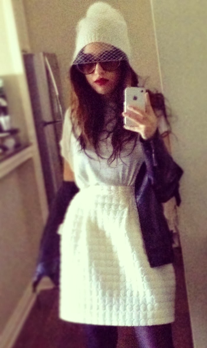 netted beanie and winter whites - Louboutins and Love Fashion Blog