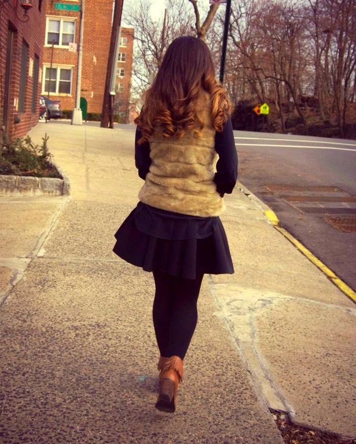 panther top, fur vest, and fringe booties - Louboutins and Love Fashion Blog