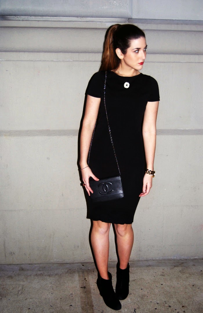 Chanel Black Dress and Zara Motorcycle Jacket — Esther Santer
