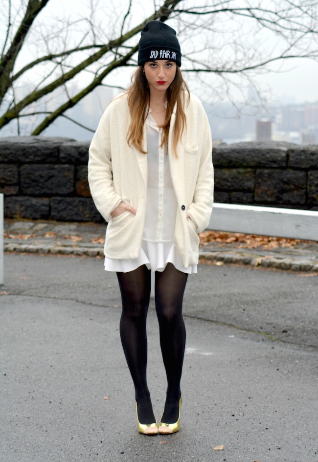 Winter Whites and Bad Hair Day Beanie - Louboutins and Love Fashion Blog by Esther Santer