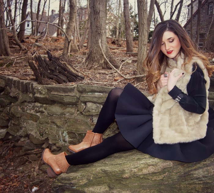 panther top, fur vest, and fringe booties - Louboutins and Love Fashion Blog