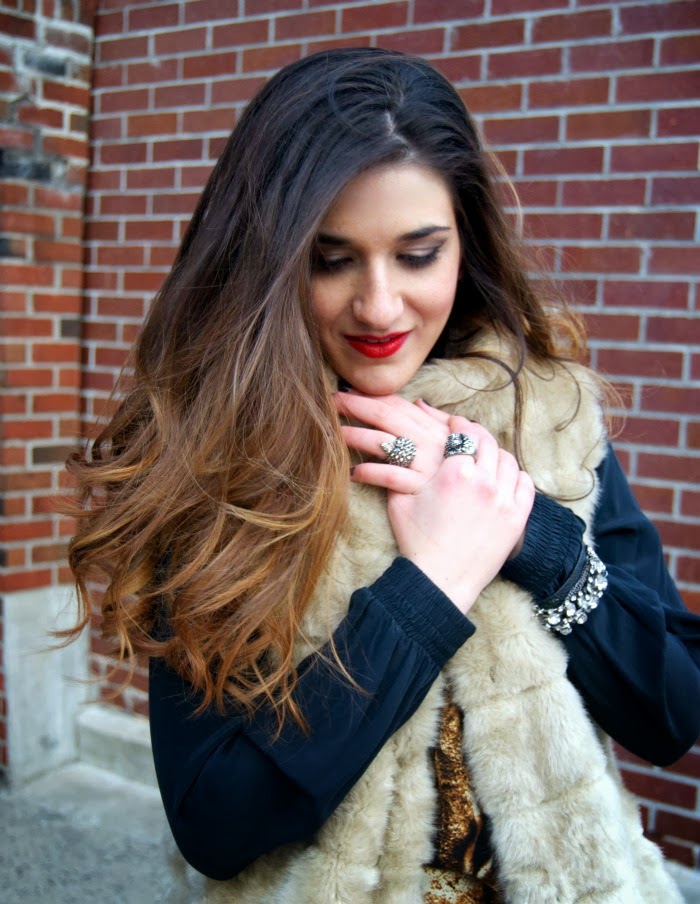 panther top, fur vest, and fringe booties - Louboutins and Love Fashion Blog