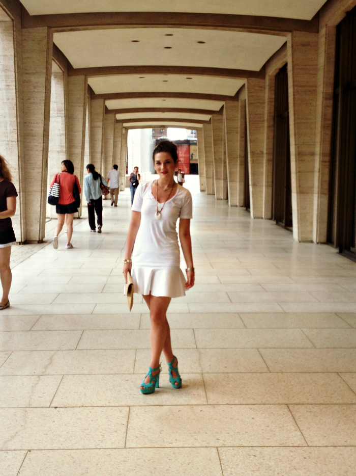 H&M skirt, Merona clutch, Zara teal heels