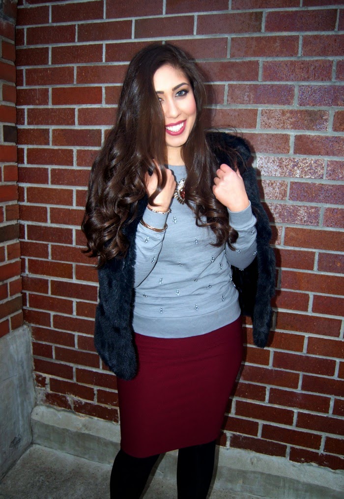 blue fur vest and jewel detailing - Louboutins and Love Fashion Blog