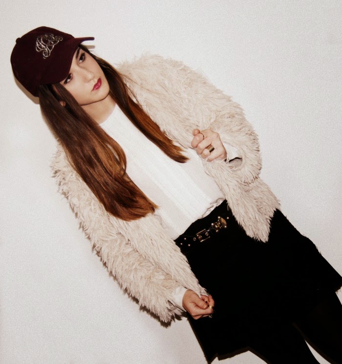 faux fur and baseball hats - Louboutins and Love Fashion Blog