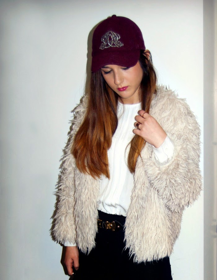 faux fur and baseball hats - Louboutins and Love Fashion Blog