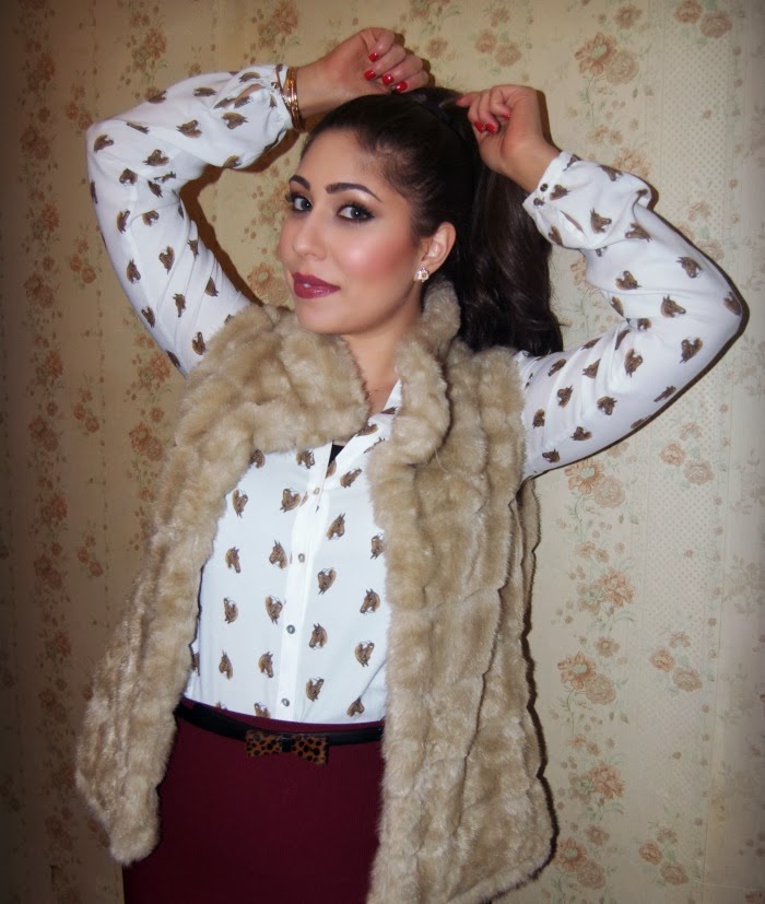leopard accents and fur vest - Louboutins and Love Fashion Blog