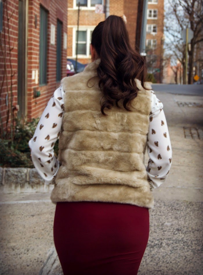 leopard accents and fur vest - Louboutins and Love Fashion Blog