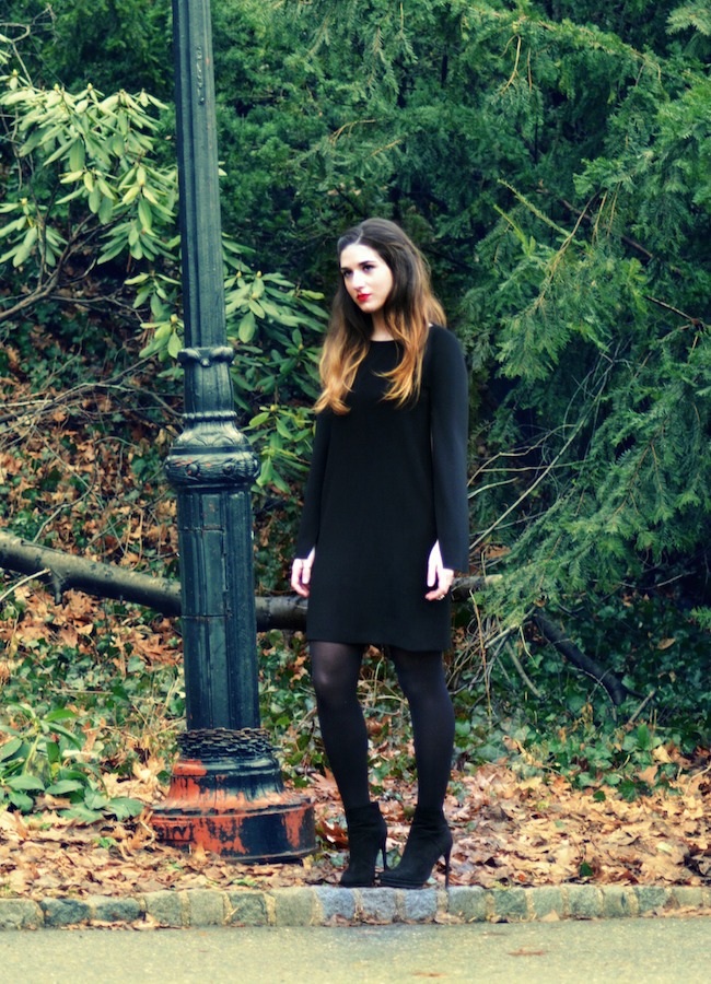 Black Cape Dress and Suede Booties - Louboutins and Love Fashion Blog by Esther Santer