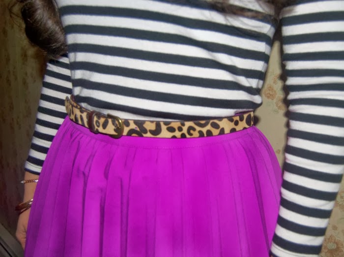 fuchsia pleats, leopard belt, and Jcrew jewels - Louboutins and Love Fashion Blog