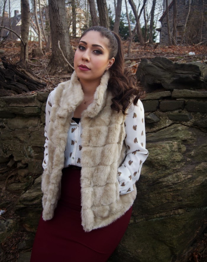 leopard accents and fur vest - Louboutins and Love Fashion Blog