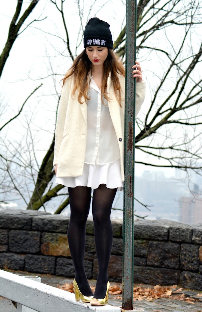 Winter Whites and Bad Hair Day Beanie - Louboutins and Love Fashion Blog by Esther Santer