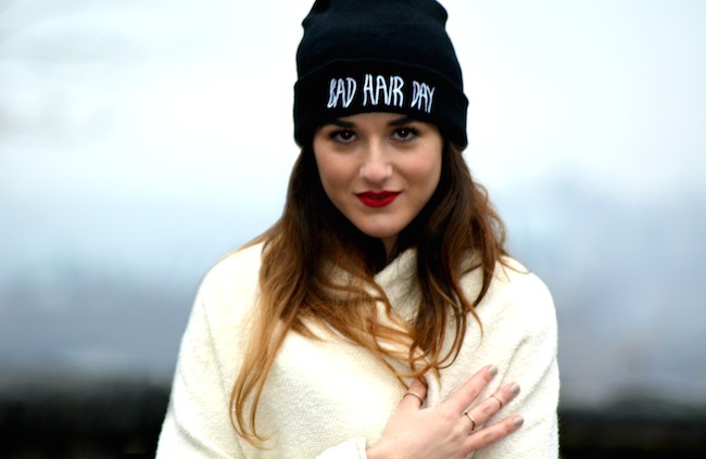 Winter Whites and Bad Hair Day Beanie - Louboutins and Love Fashion Blog by Esther Santer