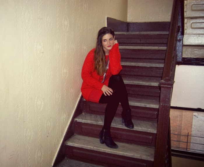 red monochrome and silver mesh necklace - Louboutins and Love Fashion Blog