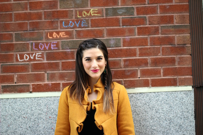 Yellow Ruffled Jacket Over Black Dress - Louboutins and Love Fashion Blog by Esther Santer