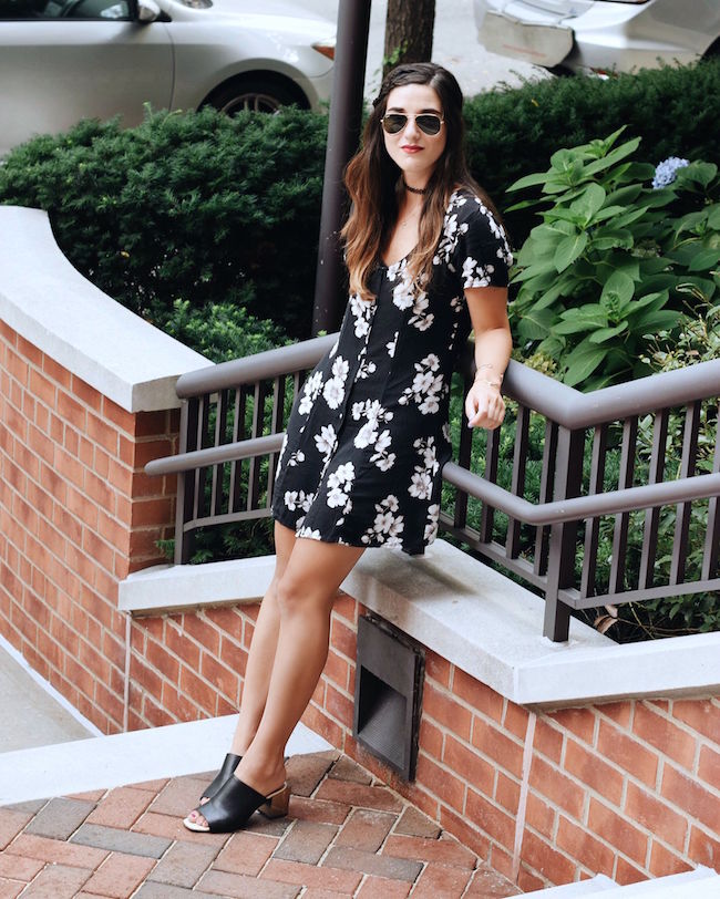 brandy melville black floral dress