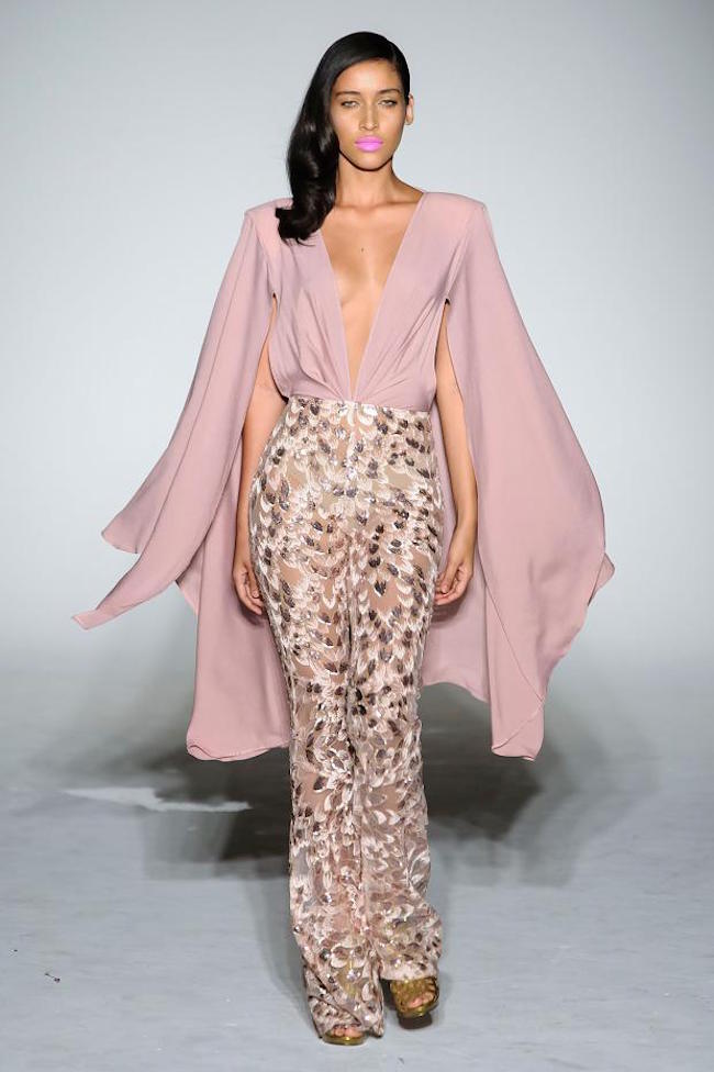 NYFW Michael Costello Fashion Show Spring Summer 2016 Louboutins & Love Fashion Blog Esther Santer NYC Street Style Blogger Designer Project Runway Outfit Crown Models Pants Jumpsuit Bodysuit Colorful Pink Floral Green Jewels Trends Lace White Dress.jpg