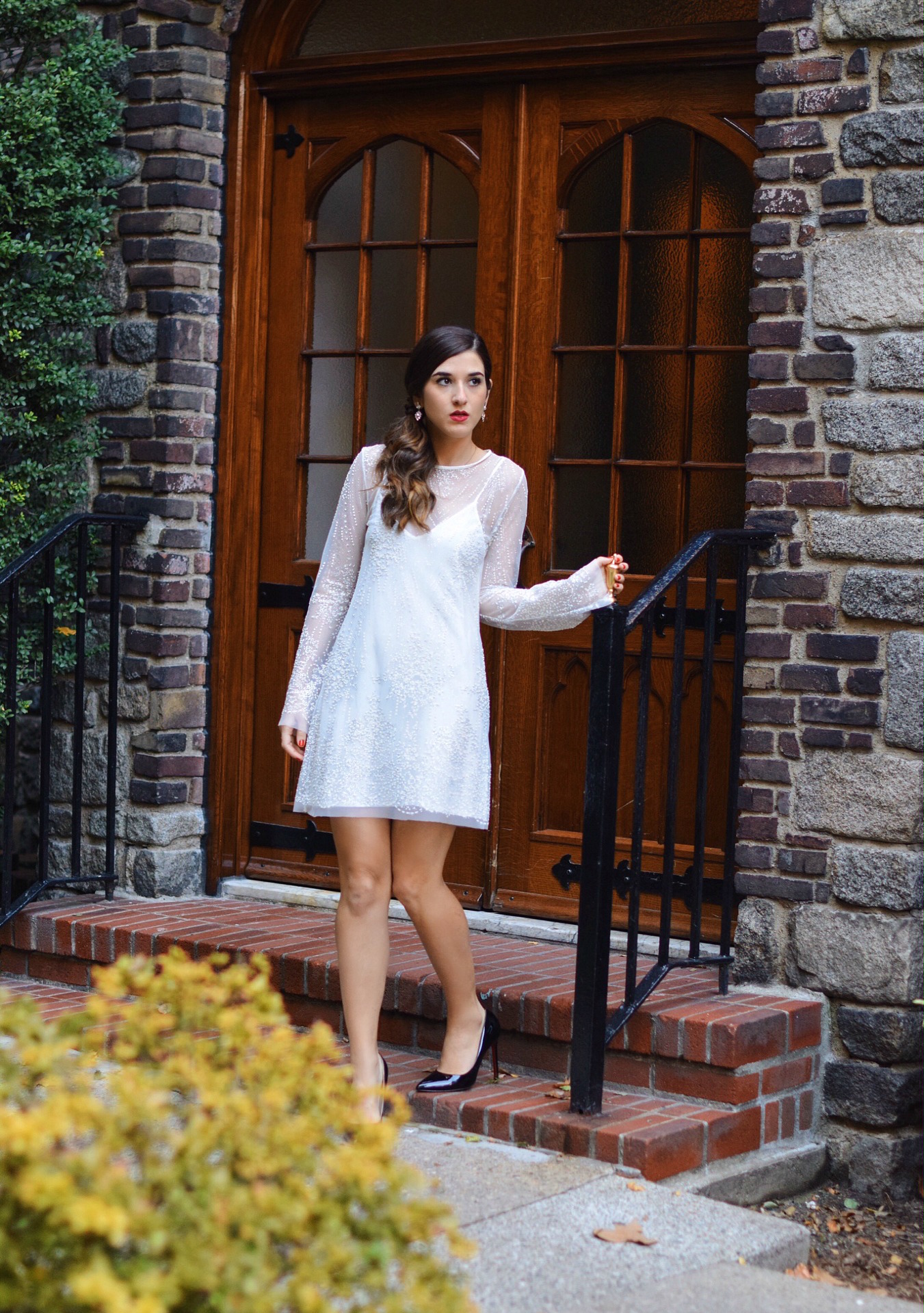 Holiday Look White Glitter Dress Elahn Jewels Louboutins & Love Fashion Blog Esther Santer NYC Street Style Blogger Diamond Rings Earrings Emerald Beautiful Fine Jewelry Girl Women Shopping Model Happiness Boutique  OOTD Outfit Inspo Shoes Black Heels.jpg
