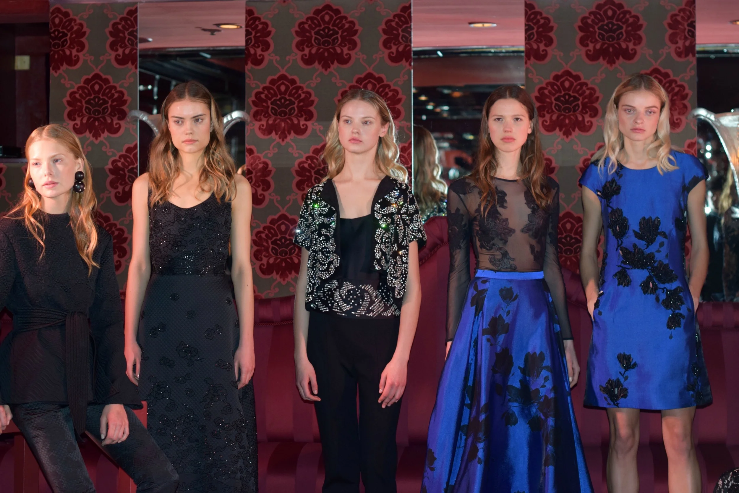 NYFW Josie Natori Fashion Presentation Fall:Winter 2016 Louboutins & Love Fashion Blog Esther Santer NYC Street Style Runway Models Collection Hair Beauty Inspo Press Event Coverage Photos Details Dress Gown Trends Beautiful Pretty Lace Gorgeous Blue.jpg