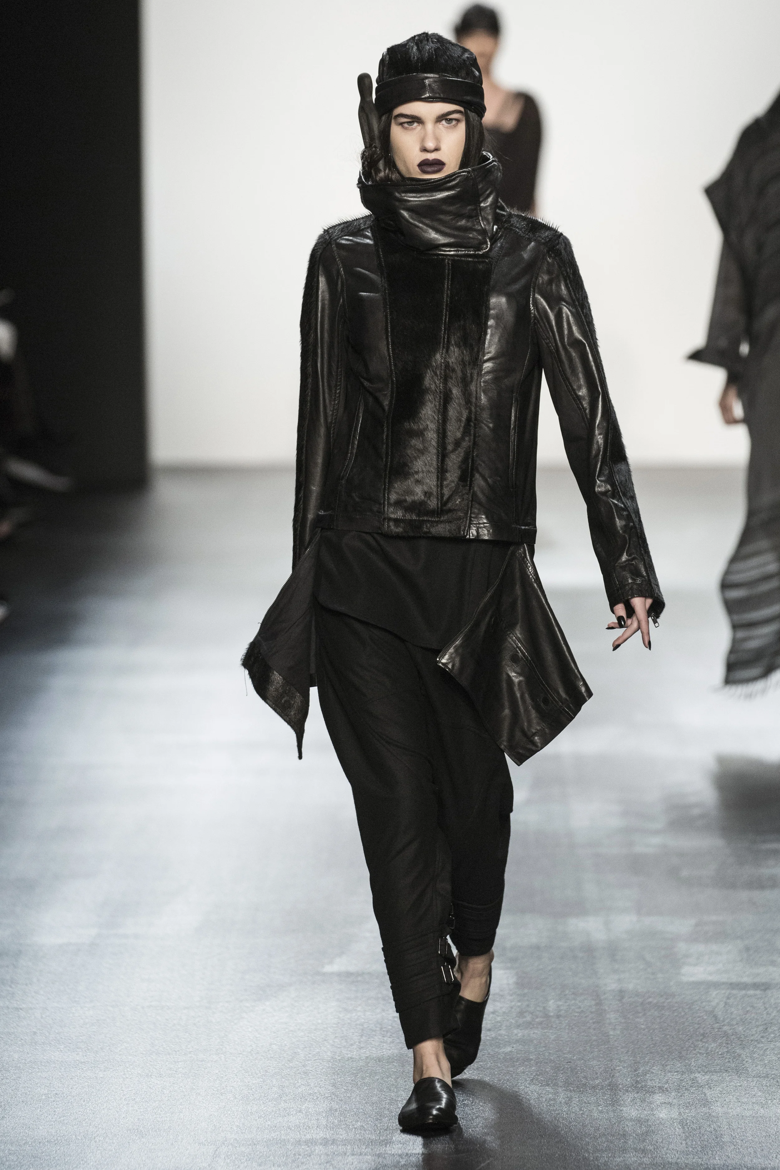 NYFW Nicholas K Fashion Show Fall:Winter 2016 Louboutins & Love Fashion Blog Esther Santer NYC Street Style Skirt Models Collection Hair Makeup Inspo Press Event Coverage Photos Details Layers Trendy Unique Neutral Purple Black Velvet Avent Garde Hair.jpg
