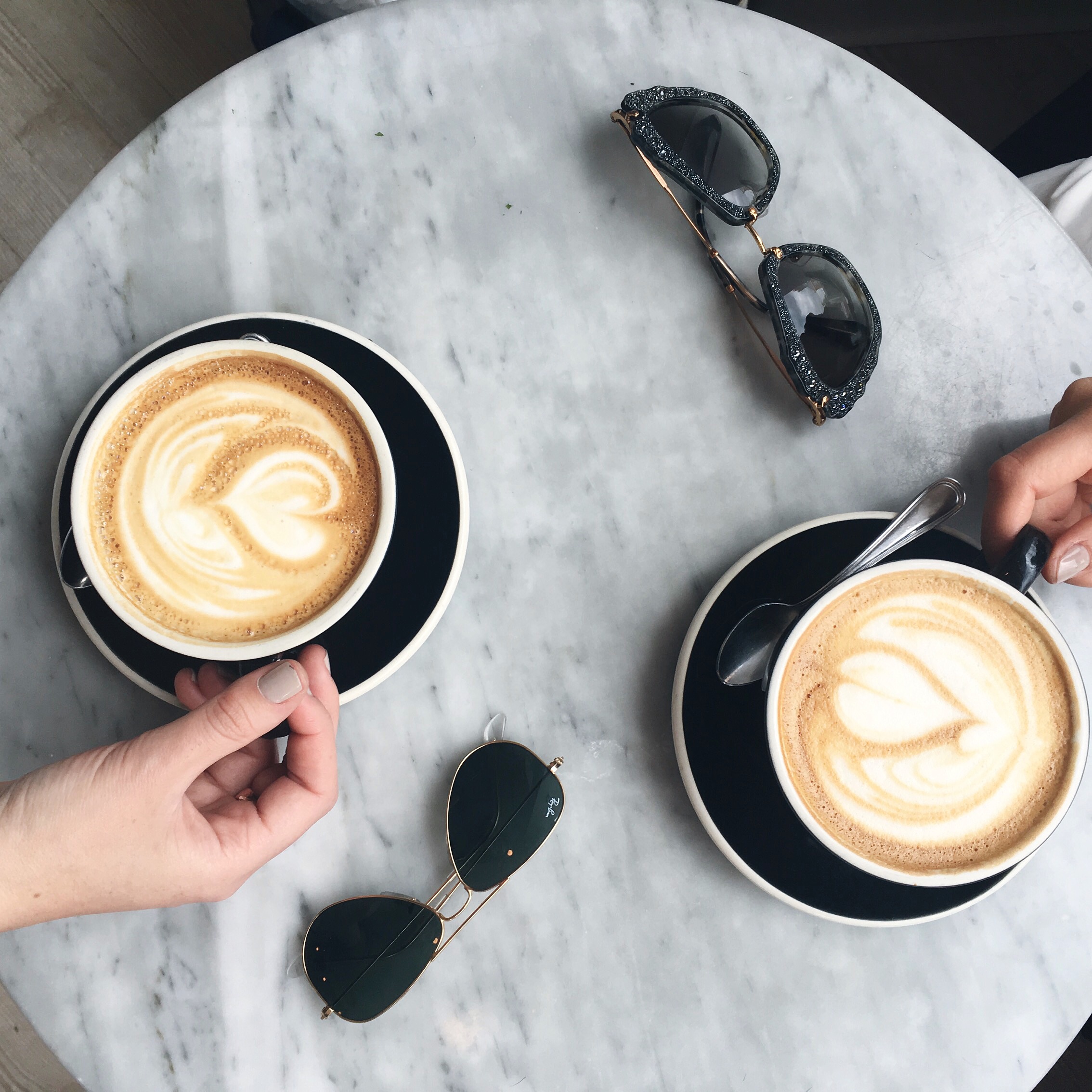 Coffee Talk The 6 Reasons Brands Aren't Reaching Out Louboutins & Love Fashion Blog Esther Santer NYC Street Style Blogger Chalait New York City Latte Art Girls Women Pretty Photography Marble Table Sunglasses Ray-Ban Shop Trend Flatlay Instagram Tips.JPG