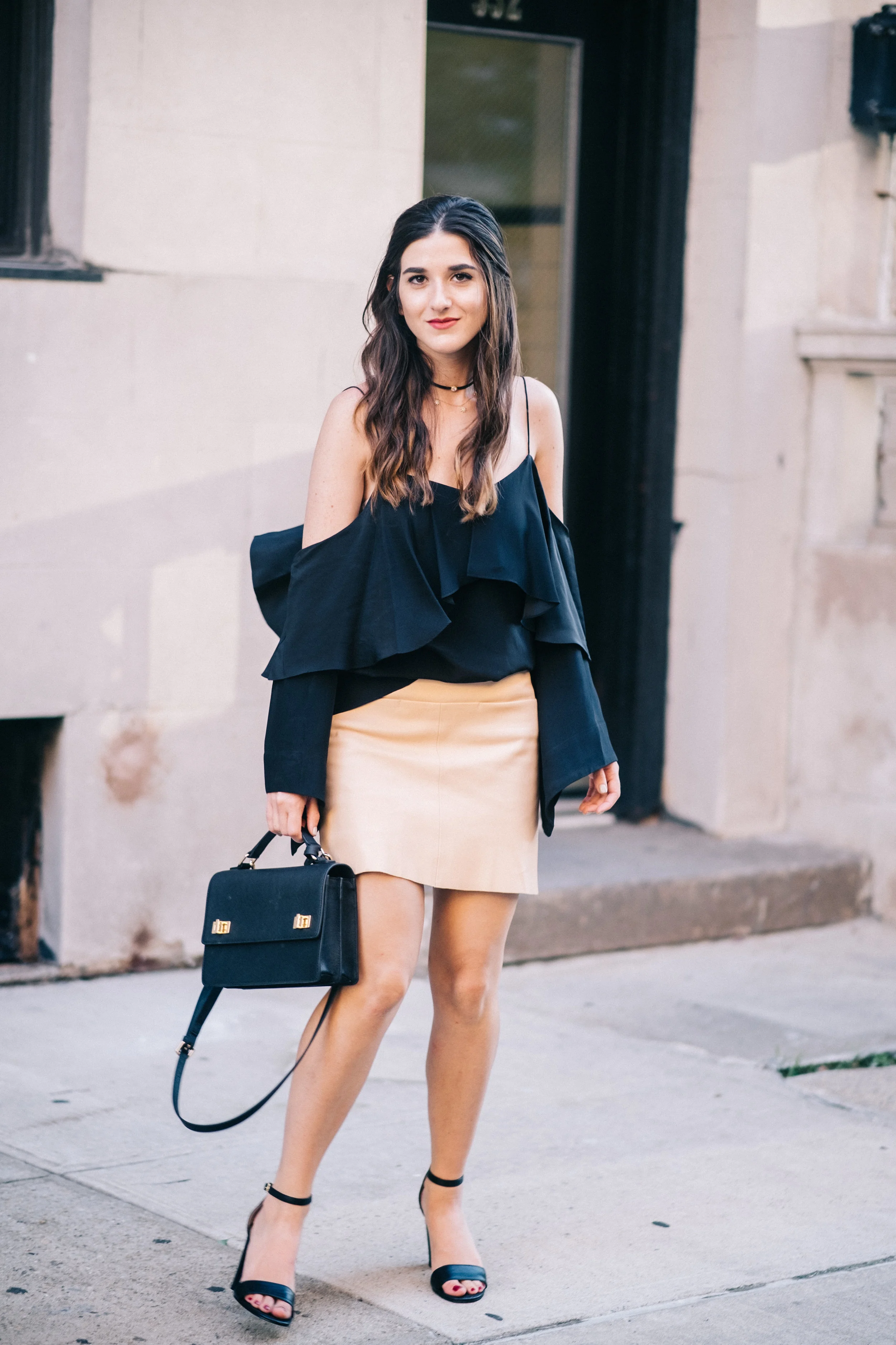 The+Perfect+Everyday+Bag+Henri+Bendel+Louboutins+&+Love+Fashion+Blog+Esther+Santer+NYC+Street+Style+Blogger+Outfit+OOTD+Trendy+Jay+Godfrey+Black+Cold+Shoulder+Top+Pink+Pleather+Skirt+Zara+Ivanka+Trump+Klover+Sandals+Heels+Inspo+Women+Purse+Girl+Hair.jpg