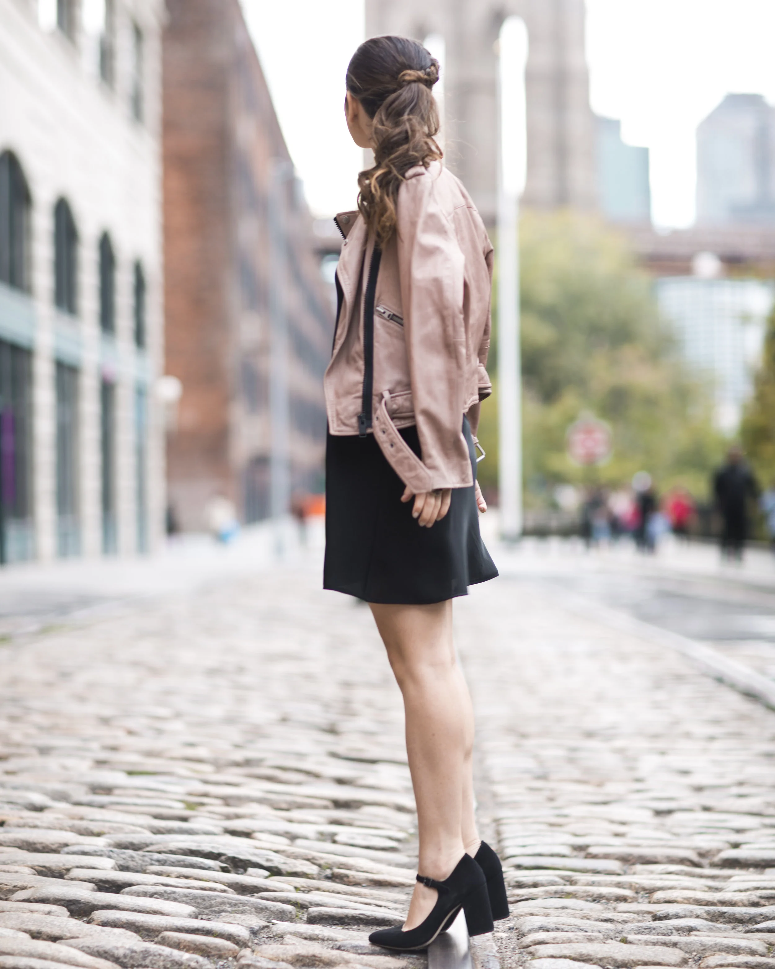 Leather Jacket Dress With Trainers Look Fashion Red Dress With