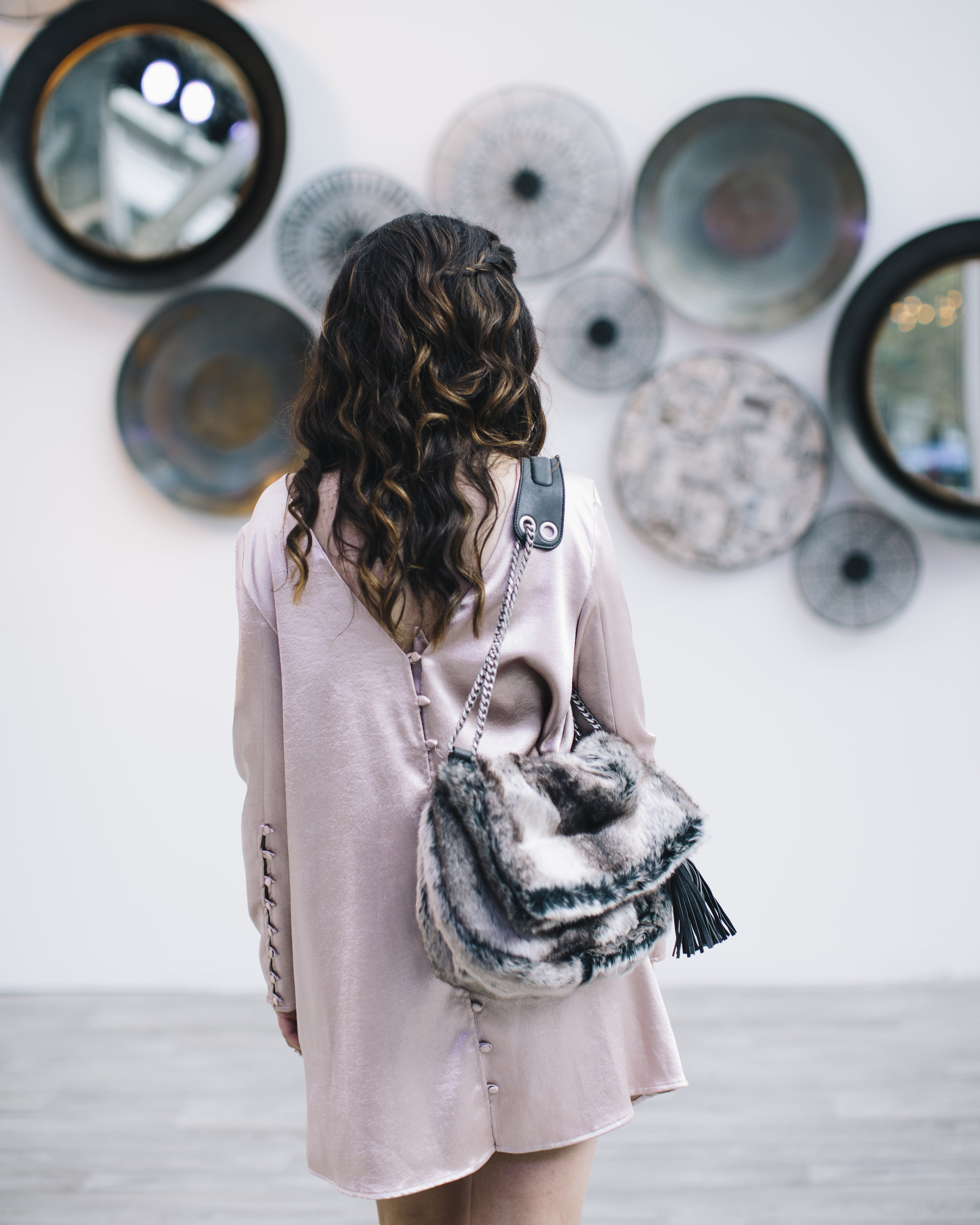 transaction Farewell restaurant Blush Dress + Faux-Fur Bag // Q&A On Blogger Collaborations — Esther Santer