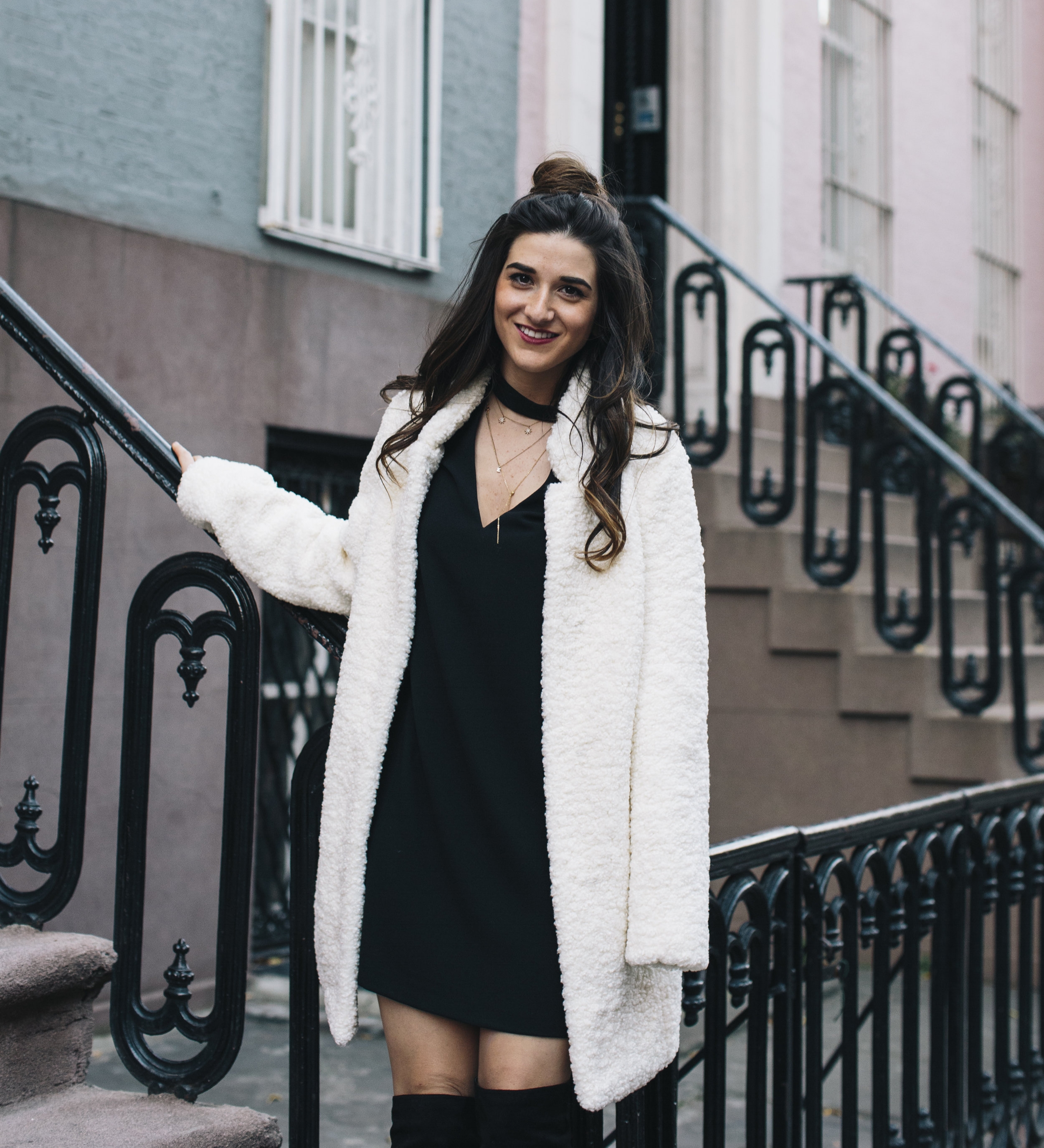 Teddy Bear Coat + OTN Boots How To Avoid Blogger Depression Louboutins & Love Fashion Blog Esther Santer NYC Street Style Blogger Outfit OOTD Trendy Ivanka Trump Nordstrom Bloomingdales Black Dress Zara Pretty Online Shopping Wear Shoes Bun Women Girl.jpg