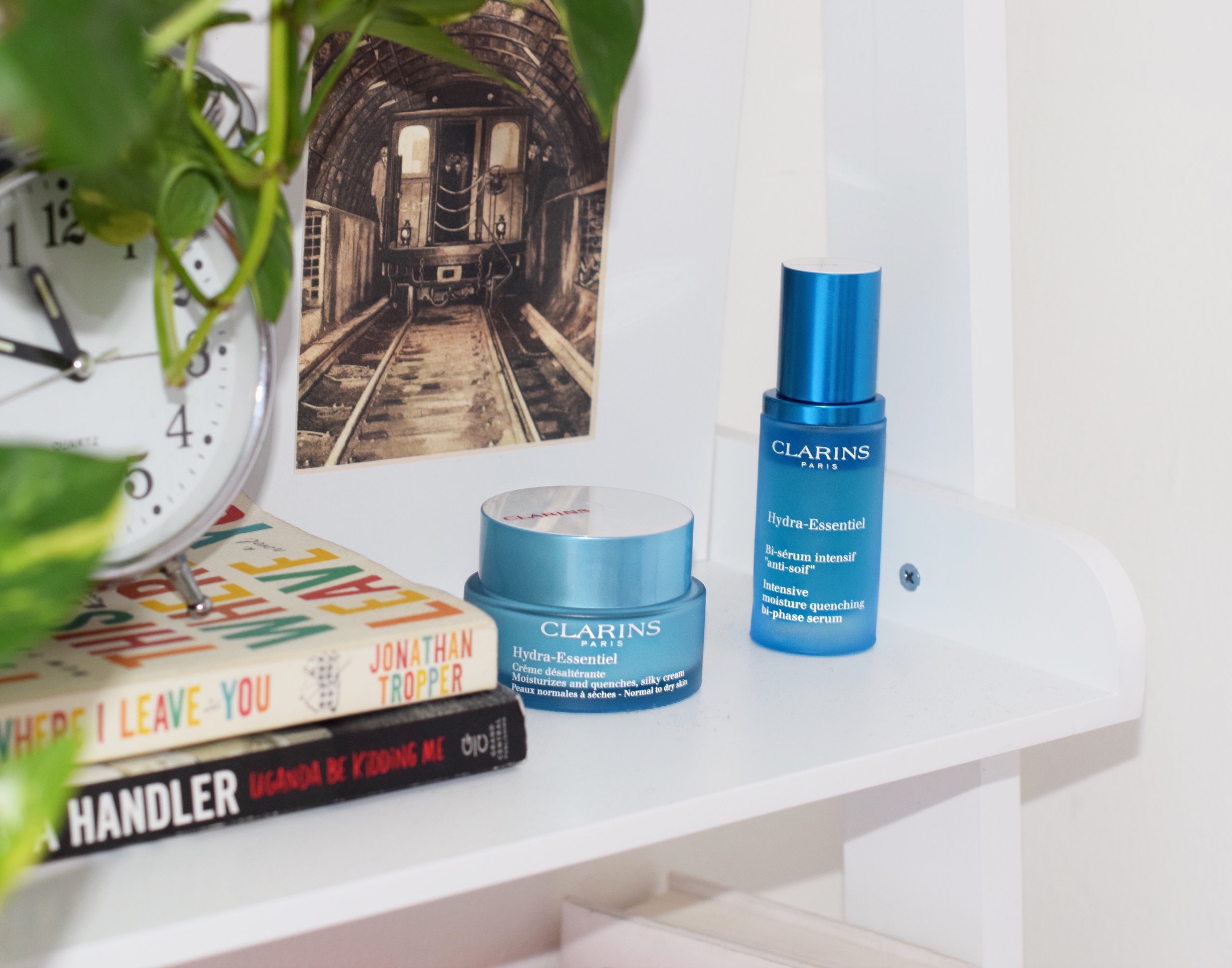 Clarins Hydra-Essentiel Bi-phase serum and moisturizer Louboutins & Love Esther Santer NYC Street Style Blogger Beauty Product Review Skin Routine Blue Packaging Shop Buy Lotion Girl Women  Skincare Sephora Macys Lord & Taylor.JPG
