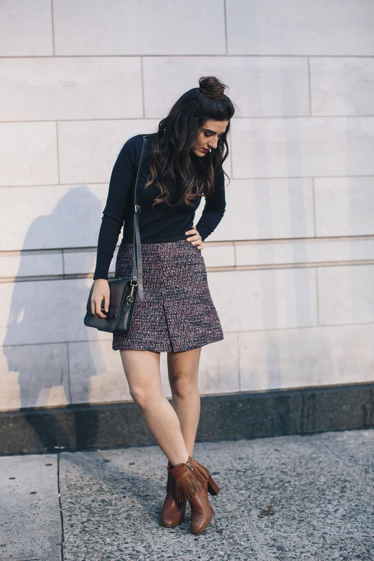 Navy Turtleneck + Tweed Skirt // My 10 Best Blogging Moments