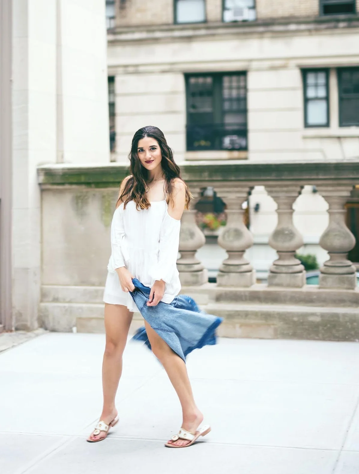 White Romper // Jack Rogers Sandals