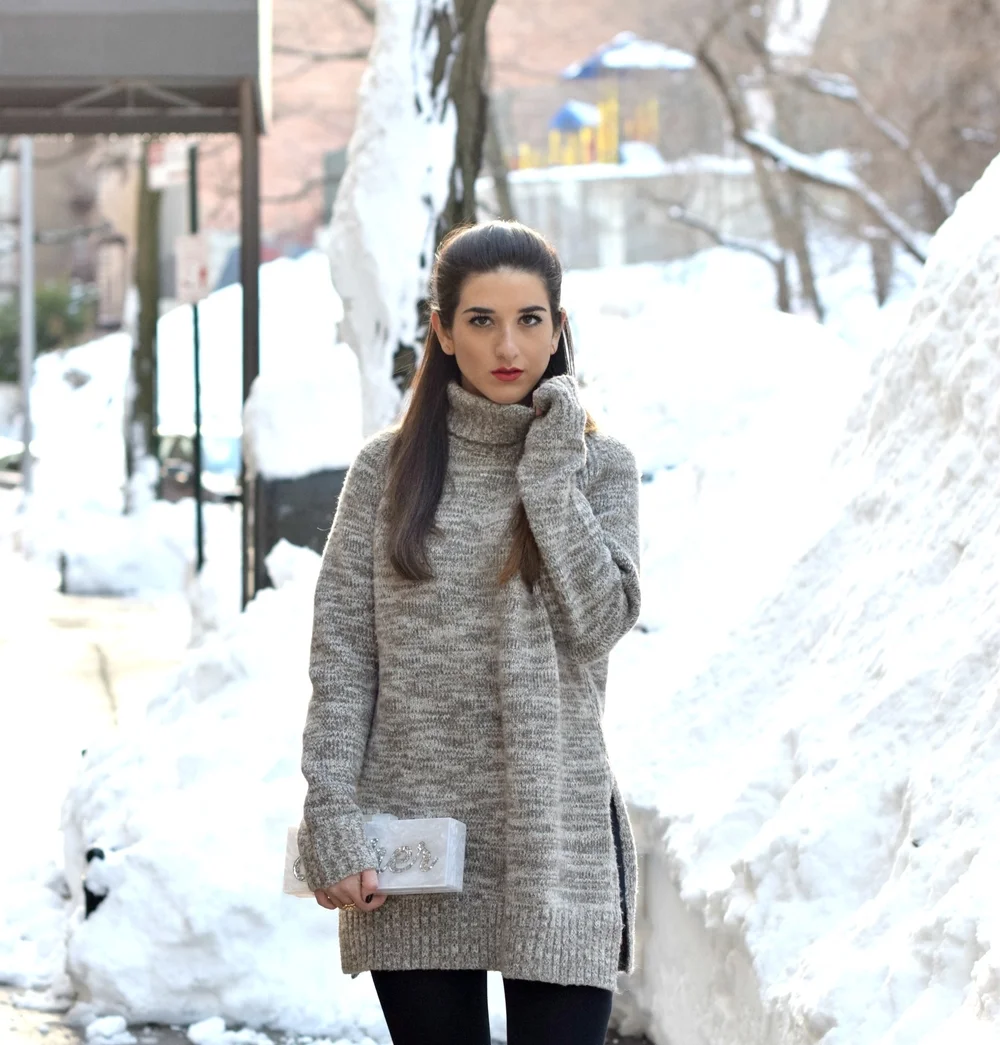 Grey Turtleneck + Leggings