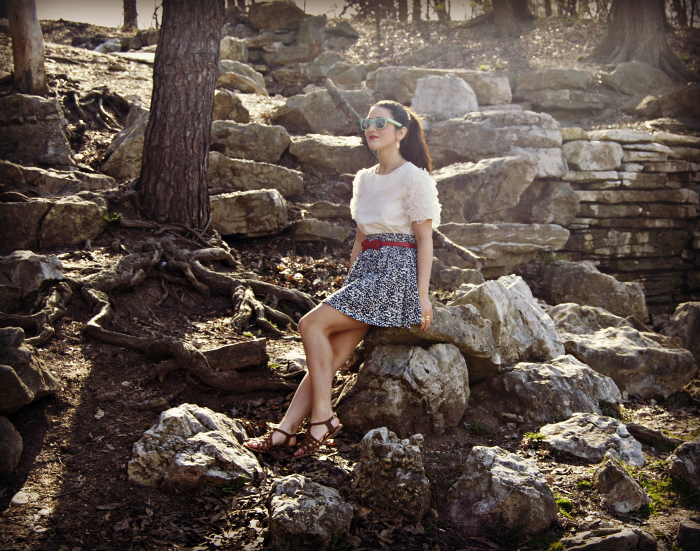Ruffle Sleeves And Red Bow Belt