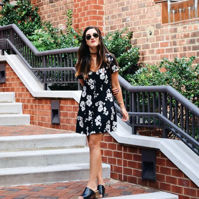 Black Floral Dress // Brandy Melville 