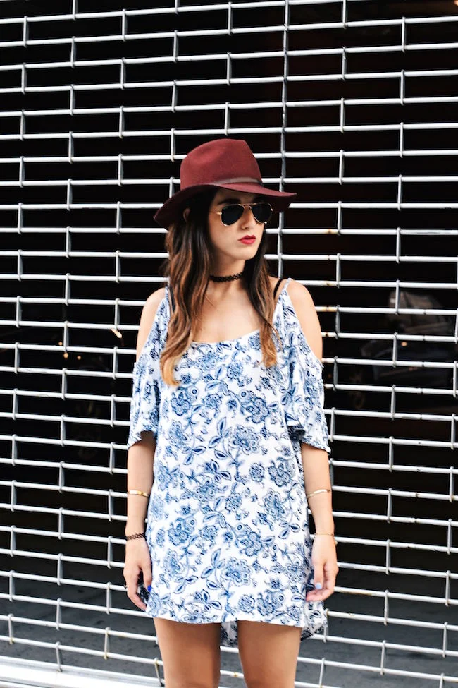 Off The Shoulder Dress + Fedora // Goorin Brothers