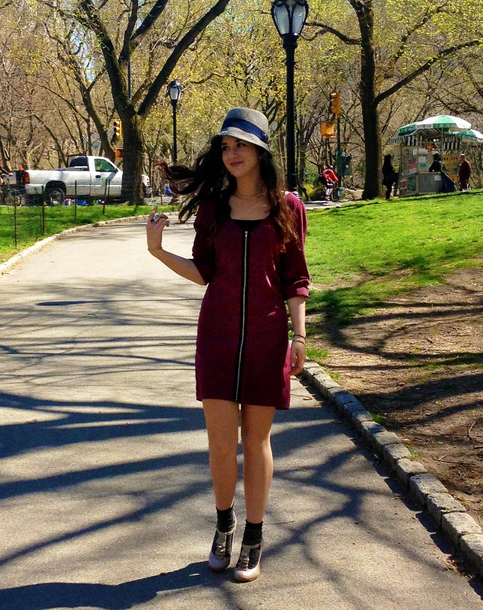 Fedora And Zippered Dress