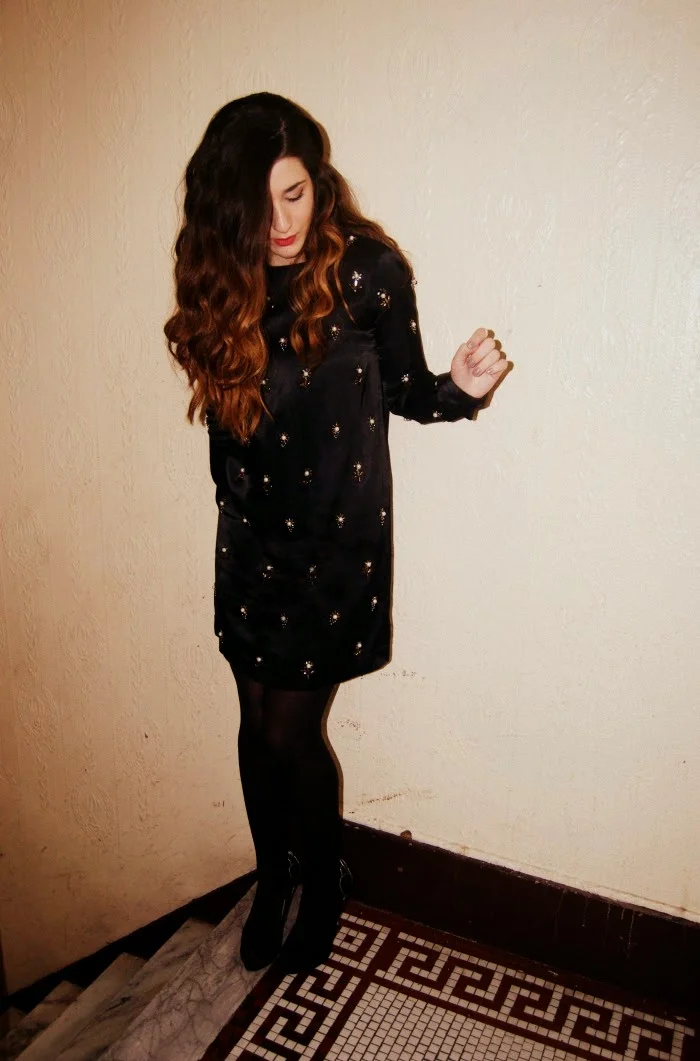 Black Beaded Dress and Ring Overload