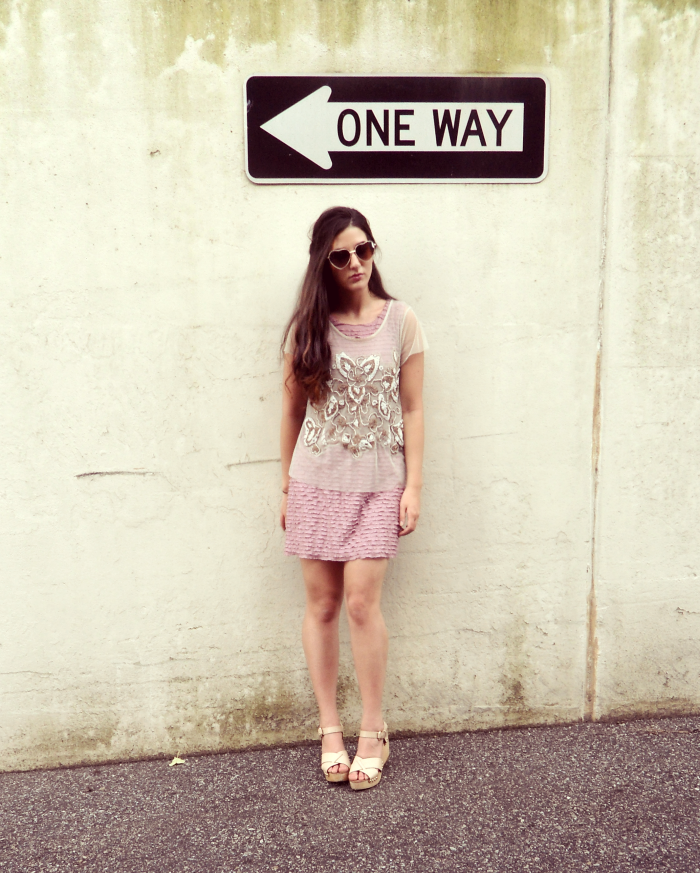 Heart Sunglasses And Ruffled Dress