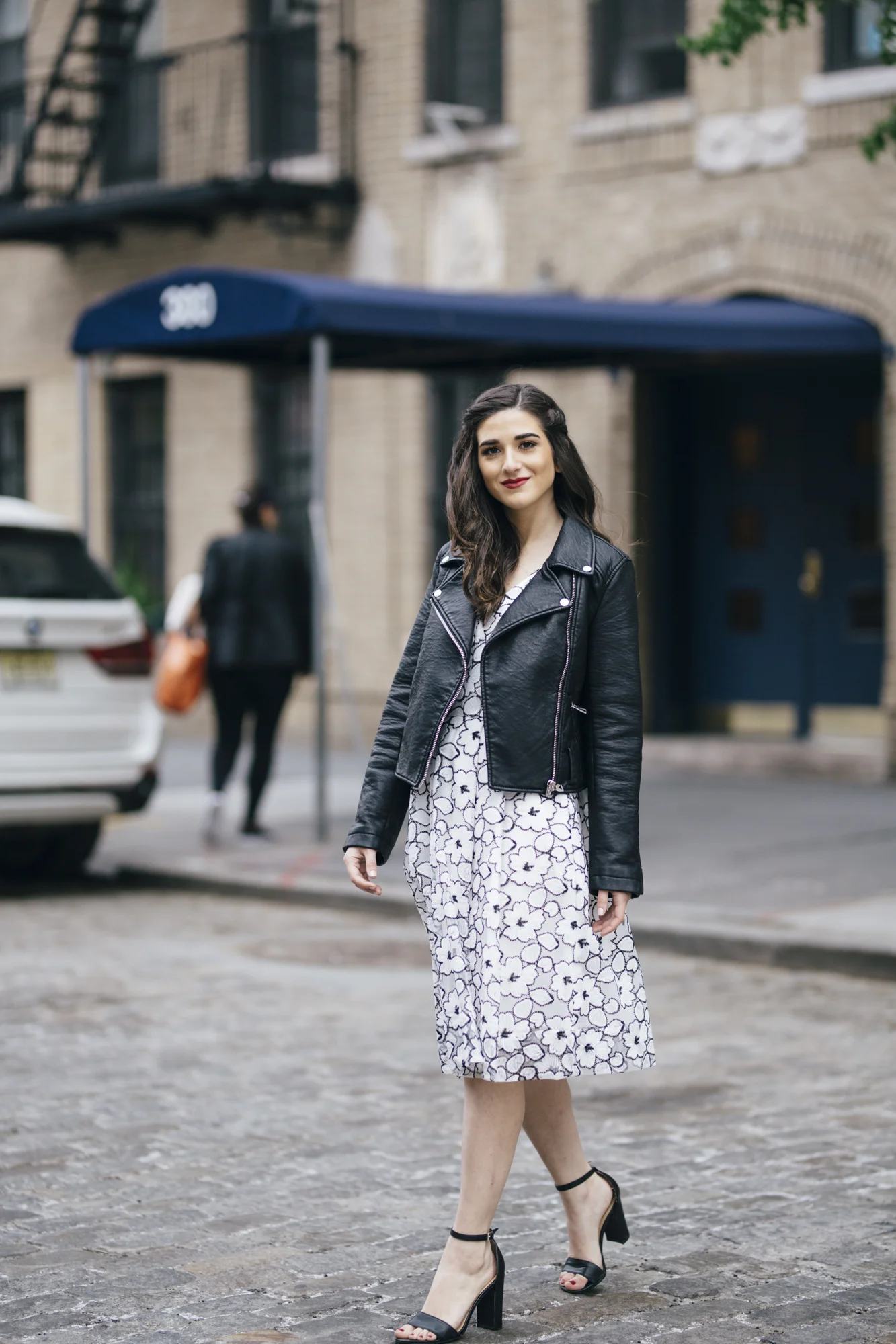 Leather Jacket Dress With Trainers Look Street Style Sneakers Just