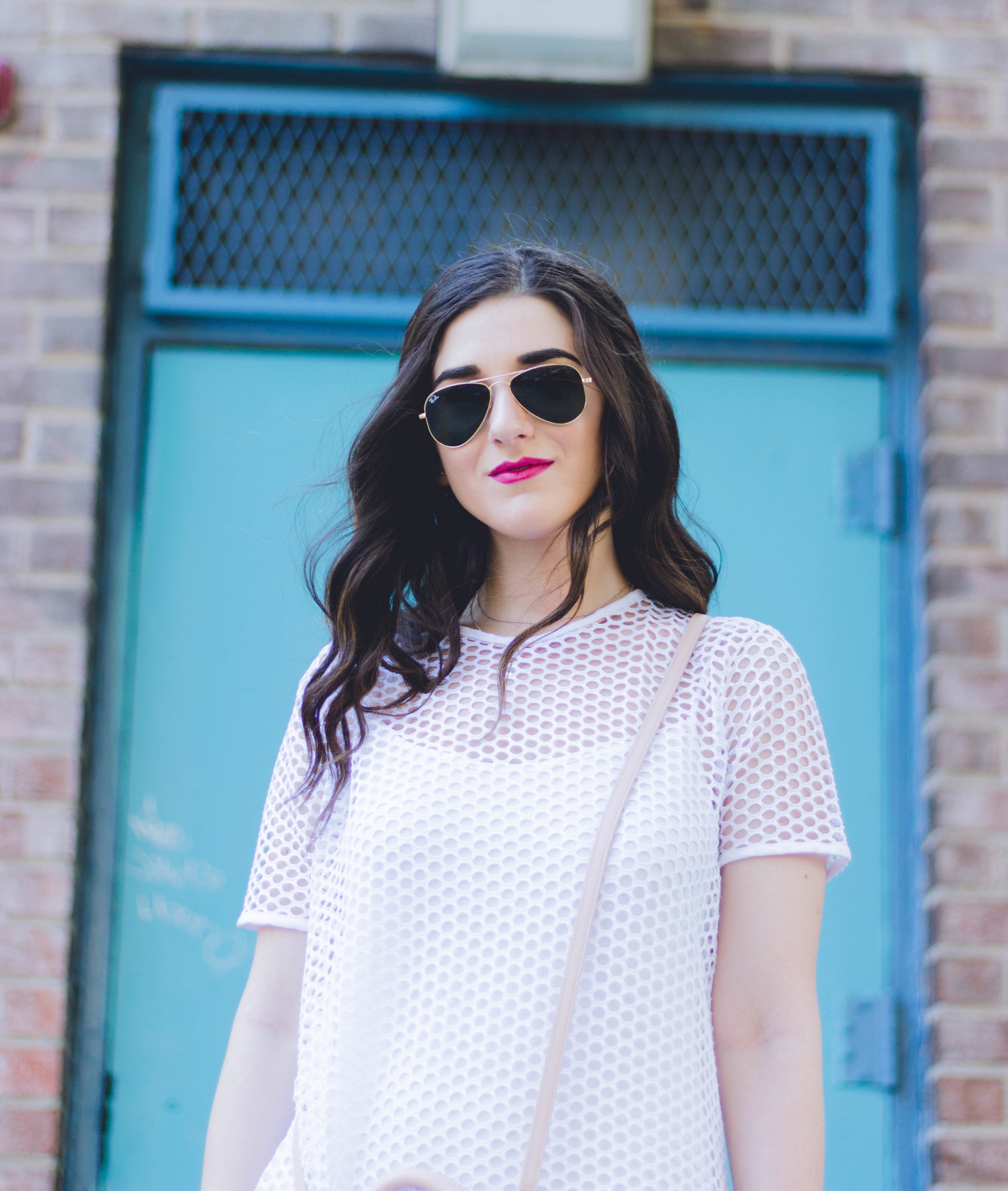 White Mesh Dress Love My Fiance Hate Being Engaged Esther Santer Fashion Blog NYC Street Style Blogger Outfit OOTD Trendy Summer Cork Wedges ASOS Dolce Vita Aviators Sunglasses RayBan Girl Women Look Inspiration Hair Beauty Model Photoshoot New  York.jpg