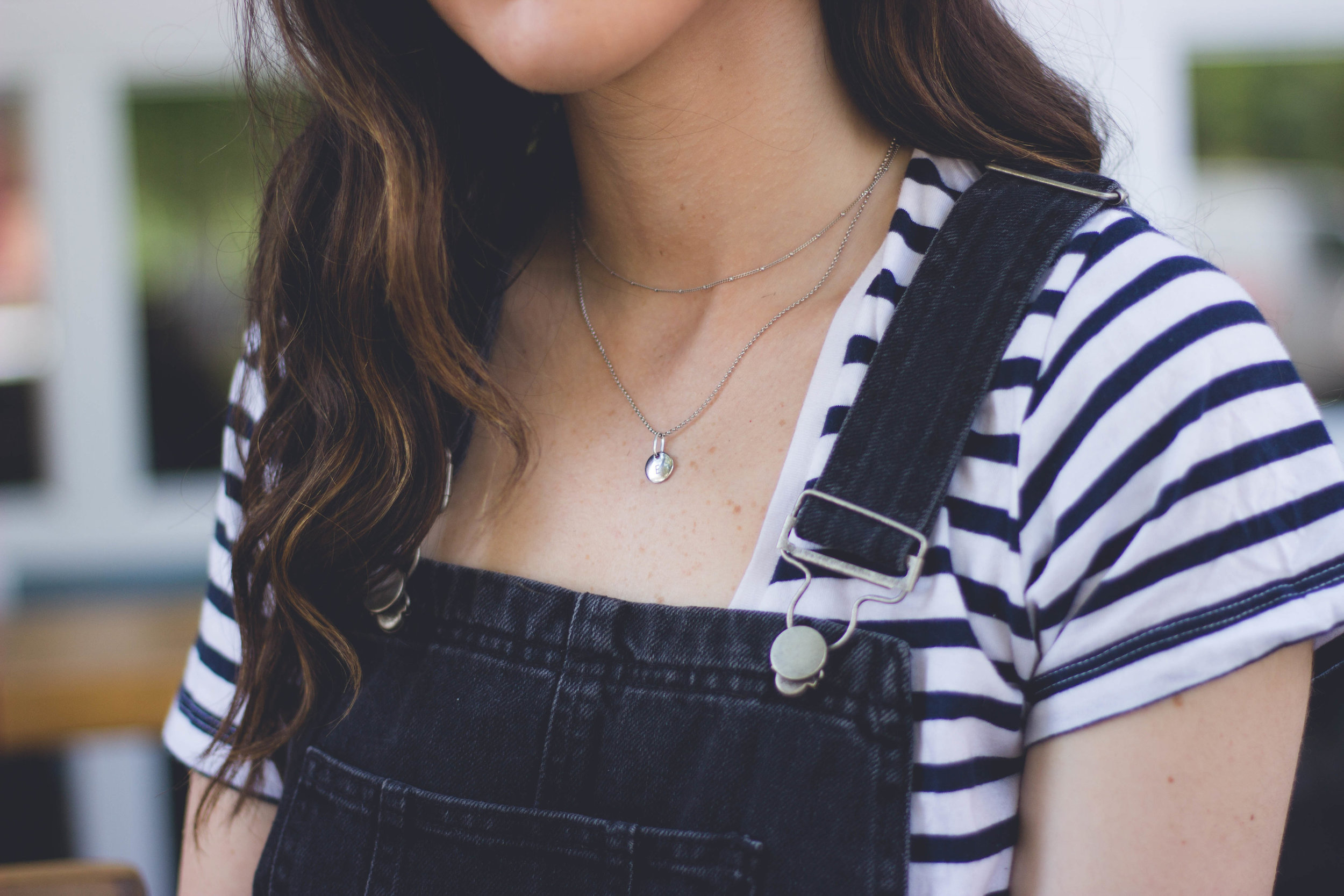 Dress Overalls Striped Tee The Creepiest Messages I've Received As A Blogger Esther Santer Fashion Blog NYC Street Style Blogger Outfit OOTD Trendy ASOS Photoshoot Sandals Girl Women New York  City Model Pretty Silver Necklace Mejuri Shoes Accessories.jpg