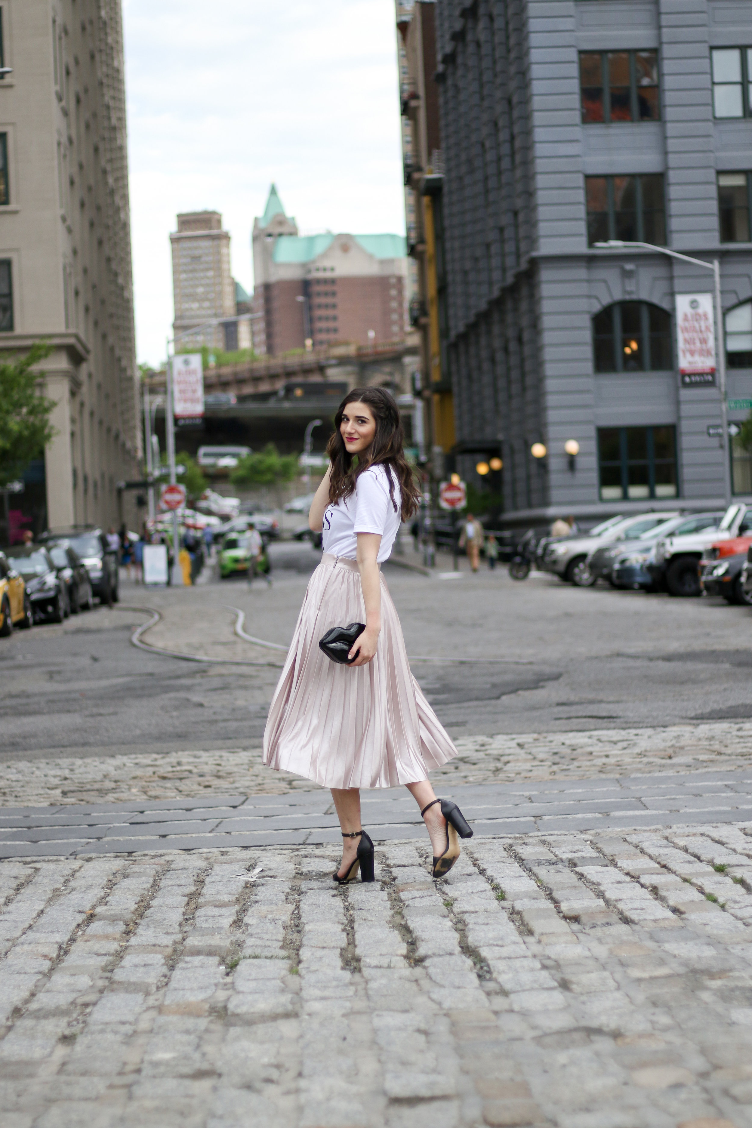 Metallic Midi Skirt + Graphic Tee // 5 Mistakes Brands Make When Pitching Influencers