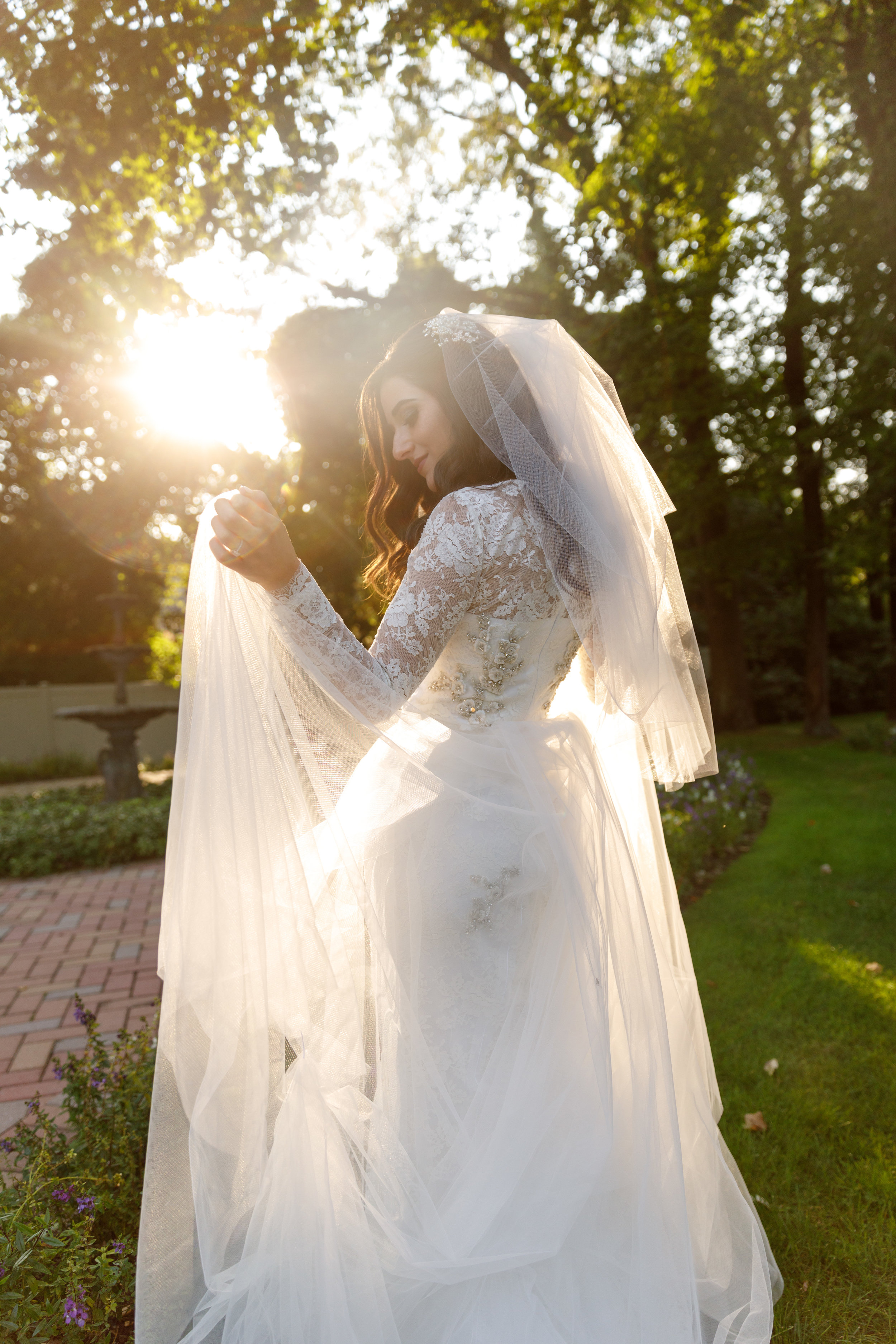 First Look At My Custom Raquel Couture Wedding Dress Esther Santer Fashion Blog NYC Street Style Blogger Outfit OOTD Trendy Fall Ceremony Portrait Photography Bride Groom Beautiful Outdoor Reception Dancing Tulle Train  Beading White Lace Inspiration.JPG