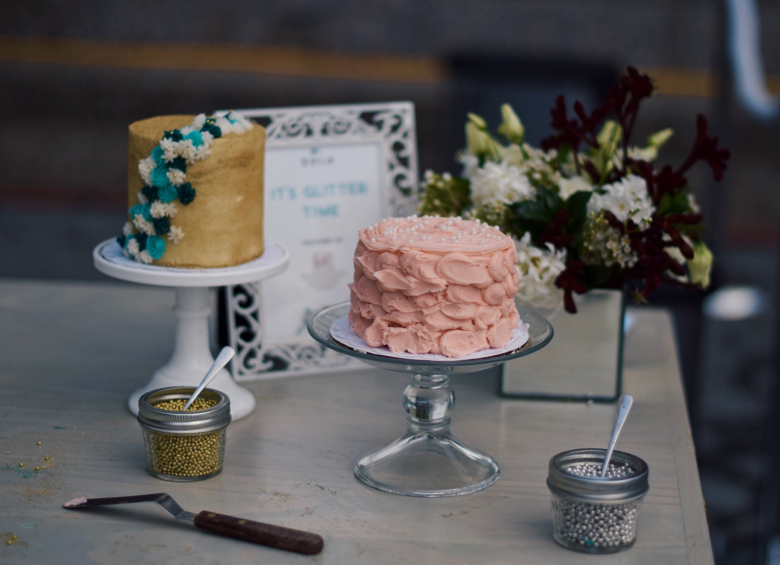 Cake Decorating With Zola Esther Santer Fashion Blog NYC Street Style Blogger Outfit OOTD Trendy Balloons Event Registry On Wheels Anything For Love Pink Buttercream Frosting Pearls Glitter Delicious Magnolia Bakery Bride Wedding Registry Vanilla Coat.JPG