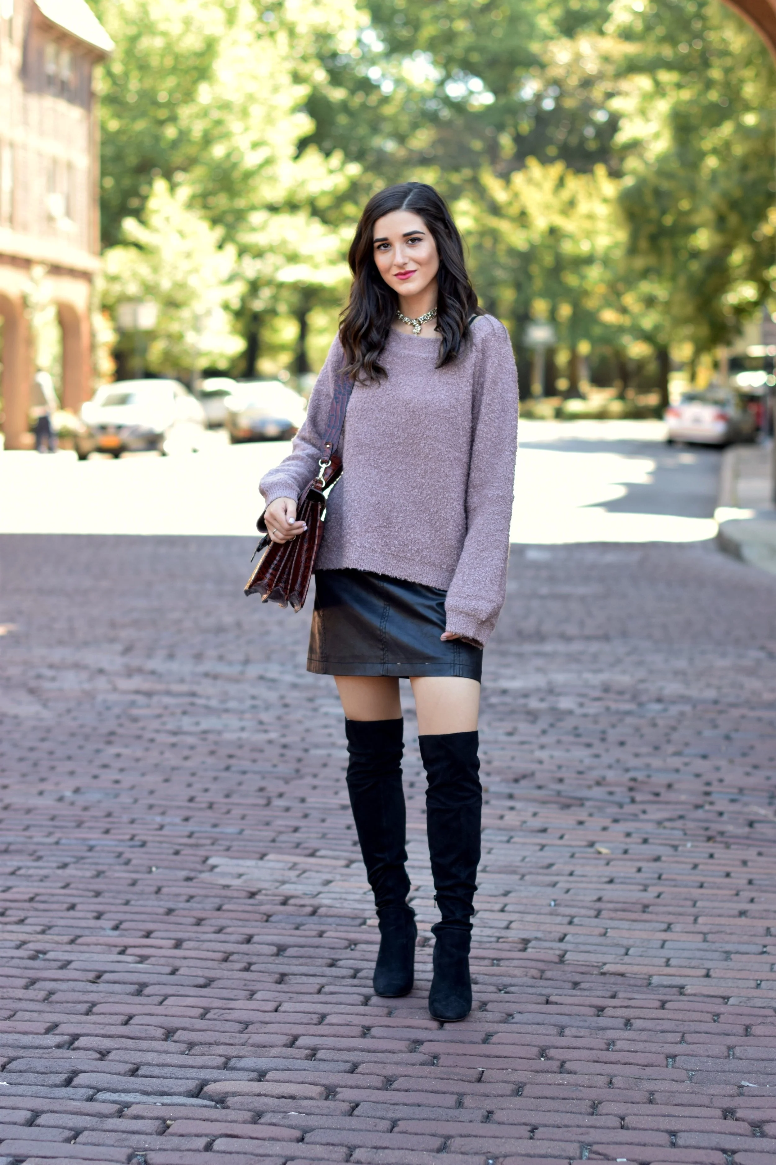 Black Leather Skirt And Sweater Outfit Outfit Ideas Sweater Skirt