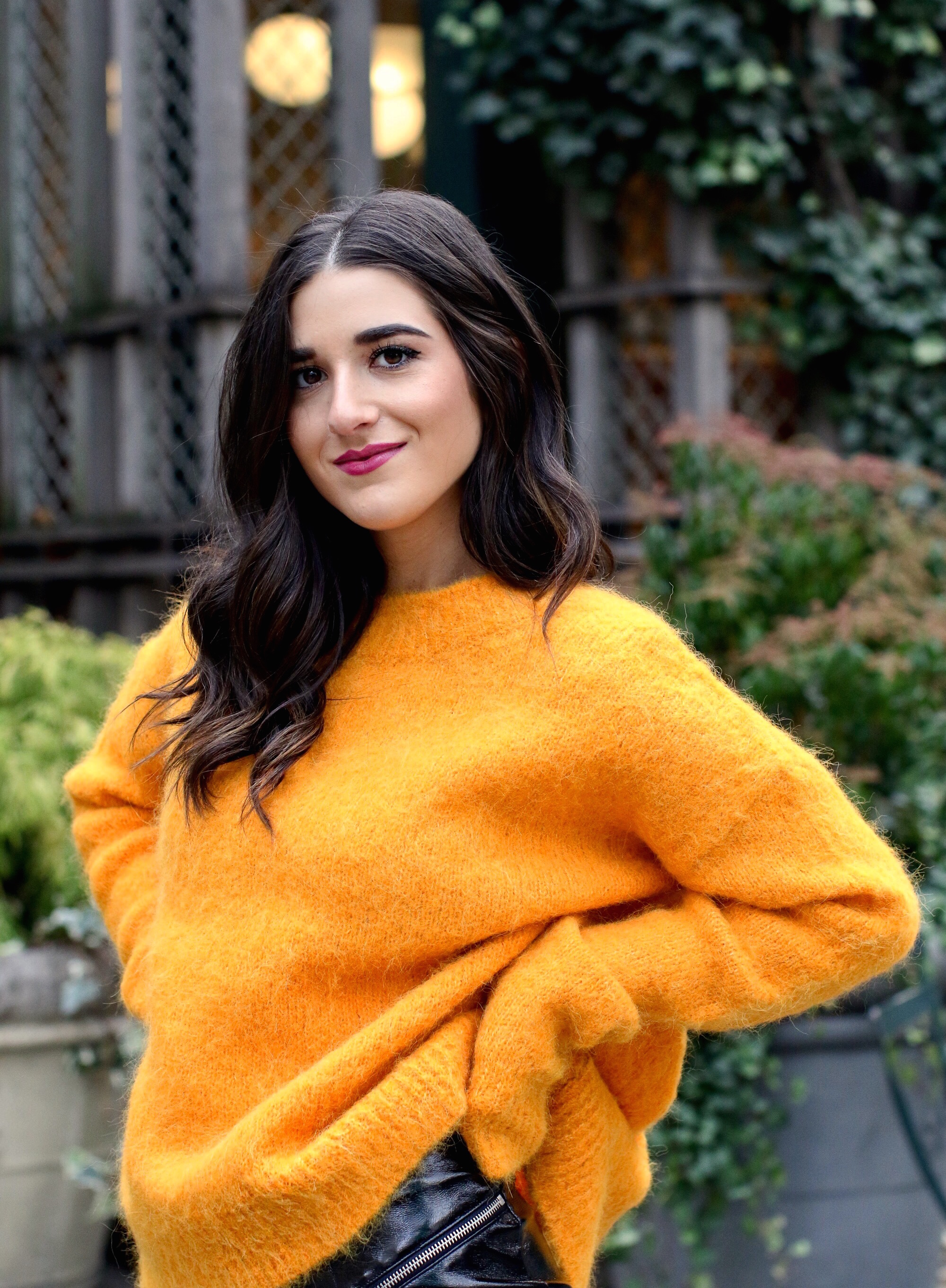 Yellow Sweater Pleather Skirt Why You Should Think Before You Unfollow Esther Santer Fashion Blog NYC Street Style Blogger Outfit OOTD Trendy Cozy Winter Look Girl Women Oversized Top New York City Instagram Tips DSW Studded Boots H&M Topshop Details.jpg