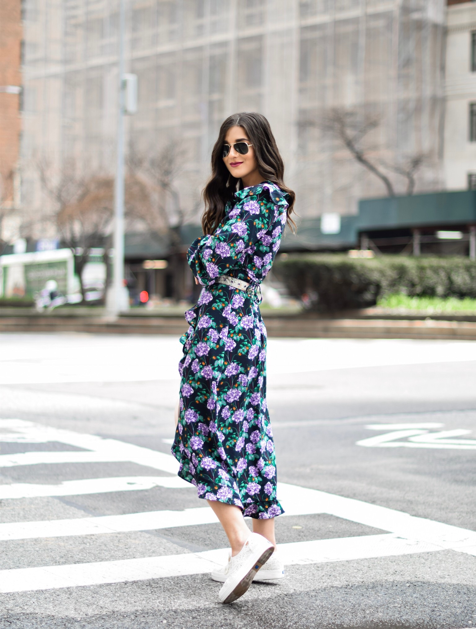 Embroidered Crochet Keds Floral Maxi Dress Zappos Esther Santer Fashion Blog NYC Street Style Blogger Outfit OOTD Trendy Shoes Collab  Lace White Embroidered Sneakers RayBan Sunglasses Aviators Maxi Dress Girly Feminine Sporty Vibes Look Summer Inspo.jpg