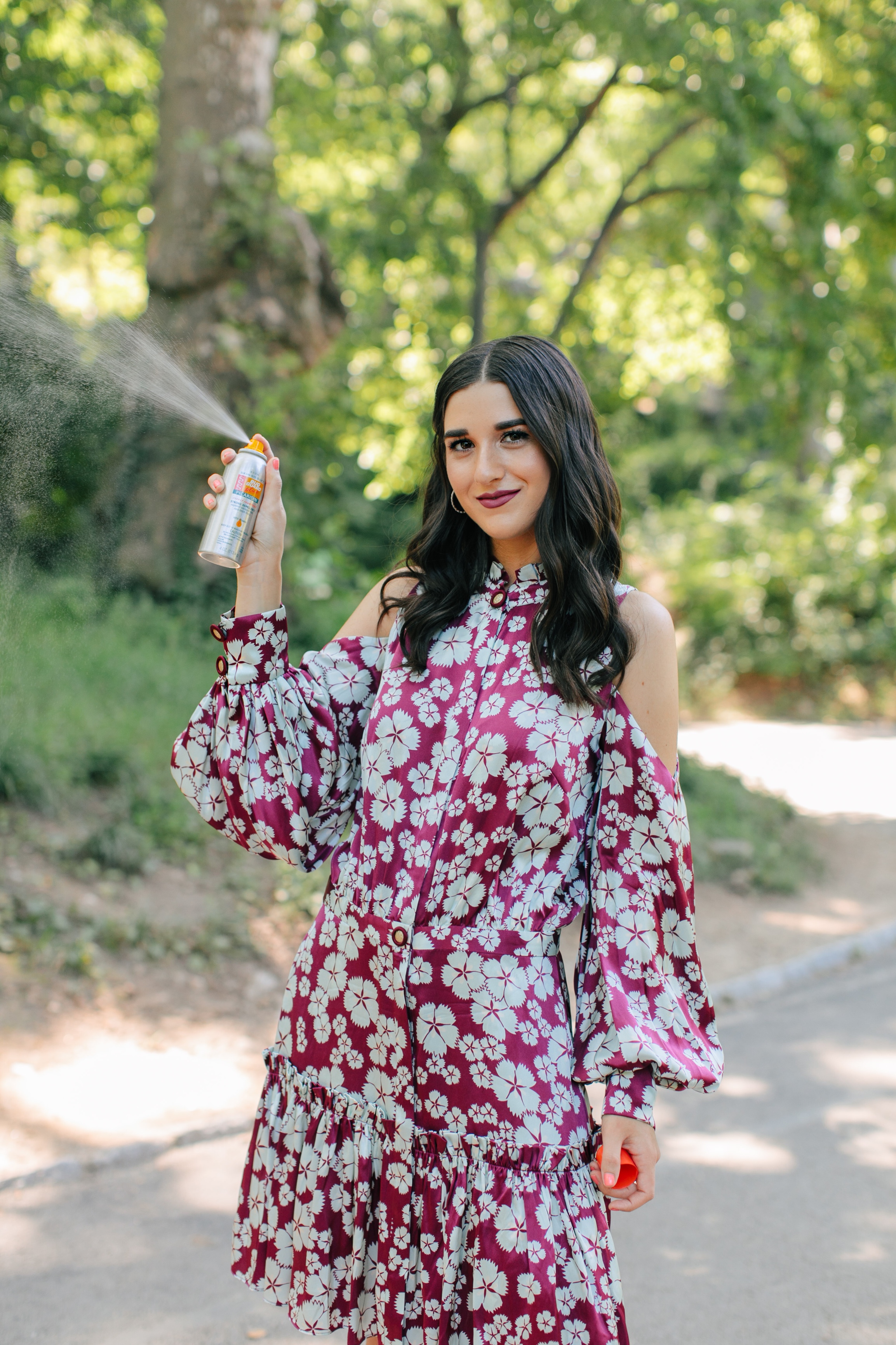 Bring On The Bug Spray Avon Bug Guard Esther Santer NYC Street Style Blogger Outdoors Adventure Explore Upstate New York Central Park Printed Dress  Designer Product Review Button Front Photoshoot Brand Collab Beauty Skincare Cold Shoulder Circle Bag.jpg